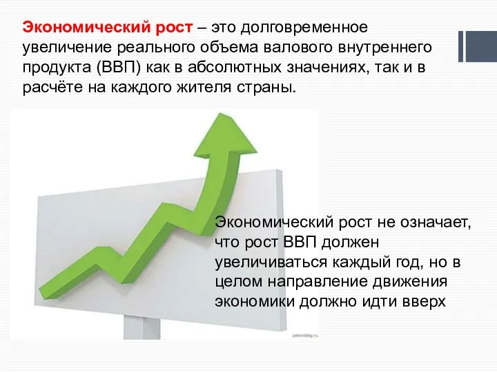 Экономический рост – это долговременное увеличение реального объема валового внутреннего продукта