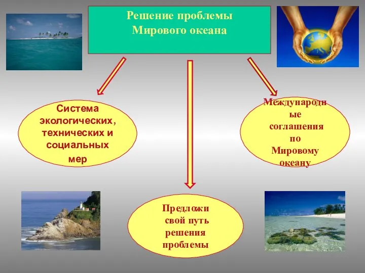 Решение проблемы Мирового океана Система экологических, технических и социальных мер Международные