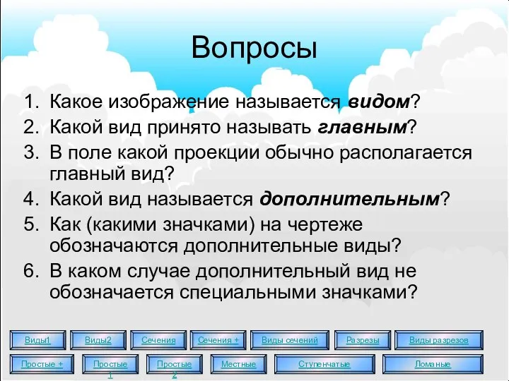 Вопросы Какое изображение называется видом? Какой вид принято называть главным? В