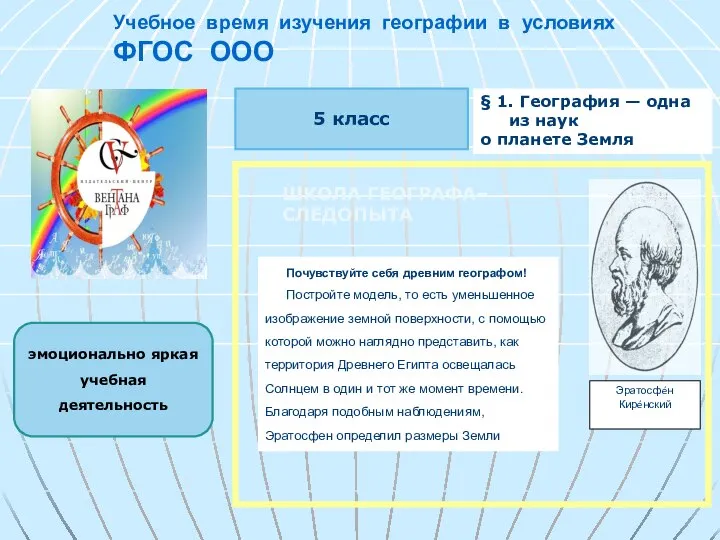 Учебное время изучения географии в условиях ФГОС ООО эмоционально яркая учебная