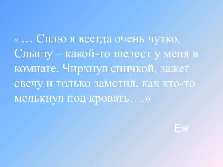 « … Сплю я всегда очень чутко. Слышу – какой-то шелест