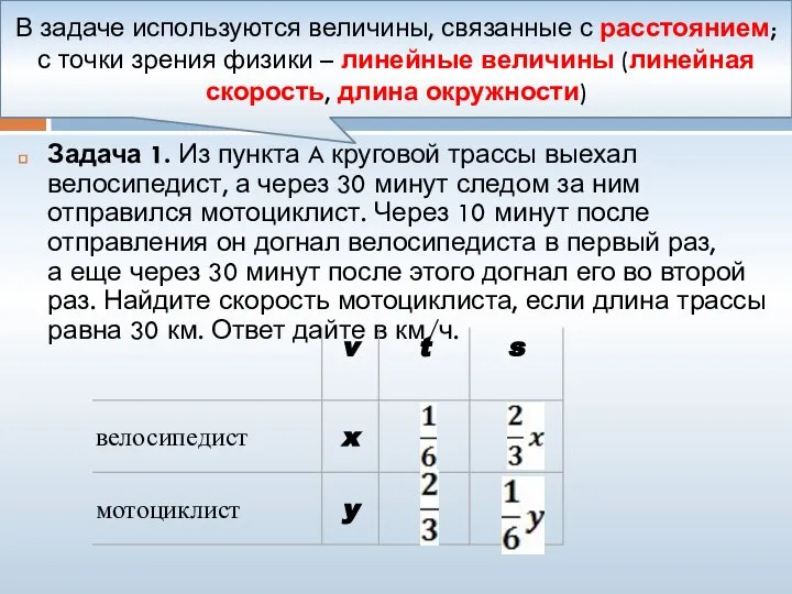 Некоторые задачи из курса математики Задача 1. Из пункта A круговой