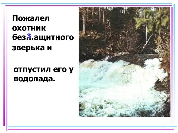 Пожалел охотник без…ащитного зверька и отпустил его у водопада. з