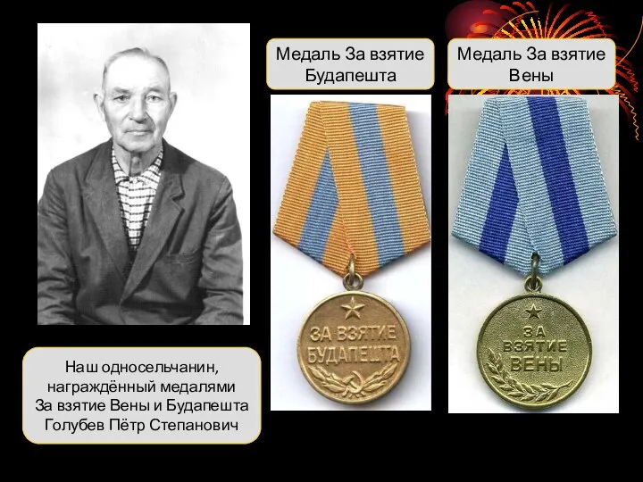 Наш односельчанин, награждённый медалями За взятие Вены и Будапешта Голубев Пётр