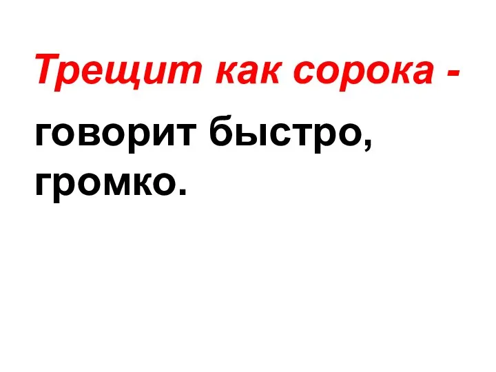 Трещит как сорока - говорит быстро, громко.