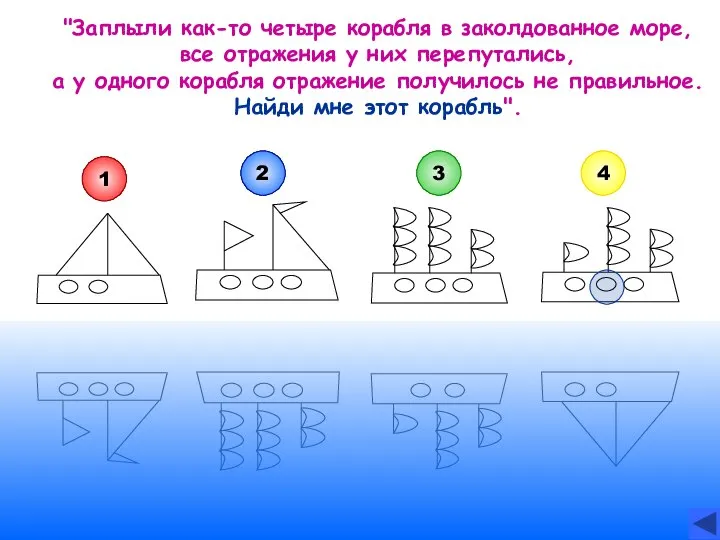 "Заплыли как-то четыре корабля в заколдованное море, все отражения у них