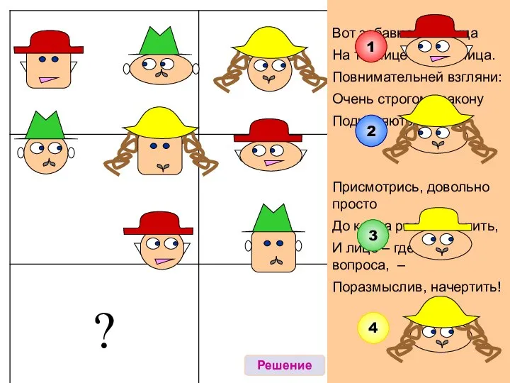 Вот забавная таблица На таблице только лица. Повнимательней взгляни: Очень строгому