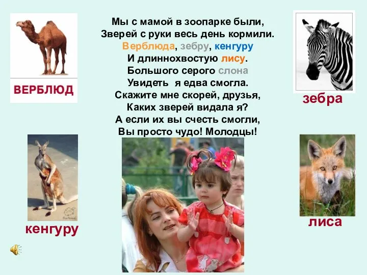 Мы с мамой в зоопарке были, Зверей с руки весь день