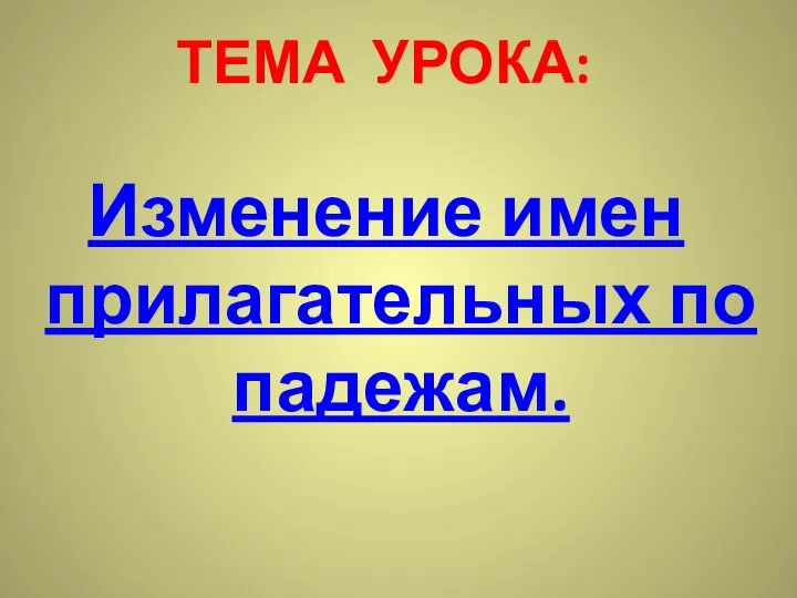 ТЕМА УРОКА: Изменение имен прилагательных по падежам.