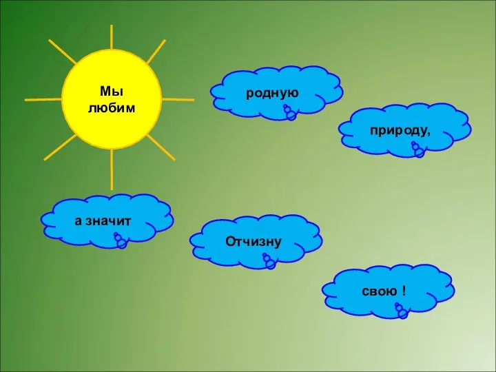 Мы любим Отчизну свою ! а значит природу, родную