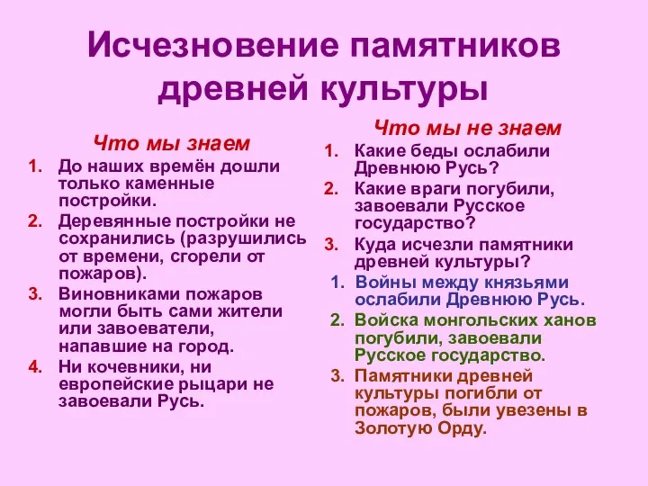 Исчезновение памятников древней культуры Что мы знаем До наших времён дошли