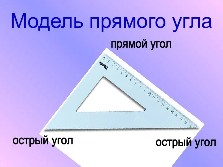 Модель прямого угла острый угол острый угол прямой угол