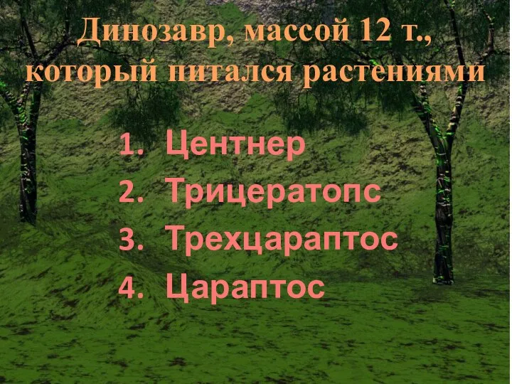 Динозавр, массой 12 т., который питался растениями Центнер Трицератопс Трехцараптос Цараптос