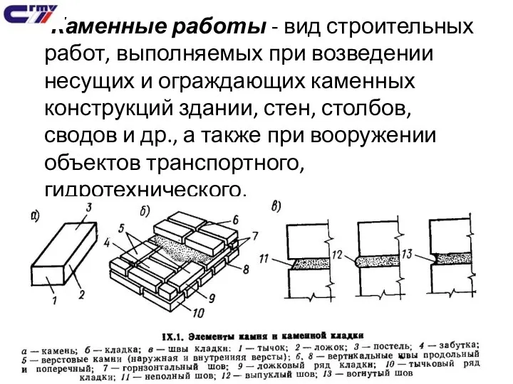 Каменные работы - вид строительных работ, выполняемых при возведении несущих и