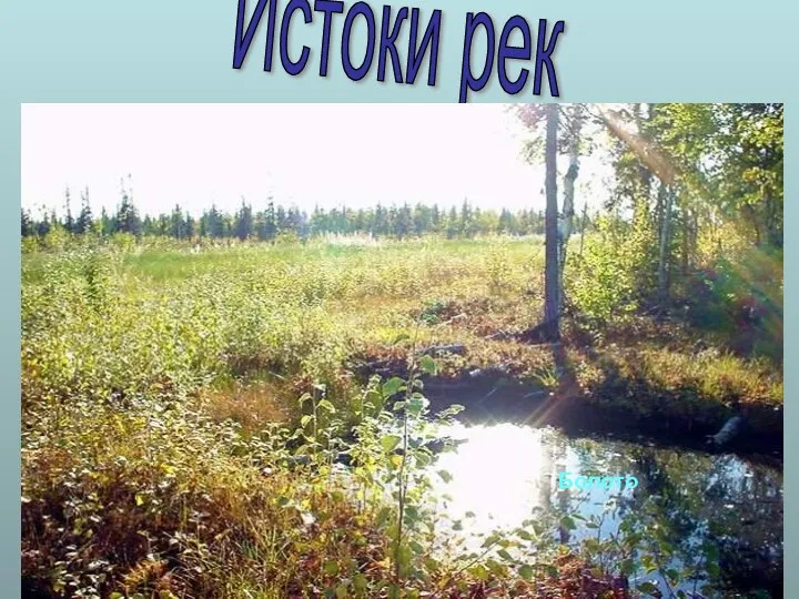 Истоки рек Родник Ледник р. Волга р. Терек р. Москва Озеро р. Ангара Болото