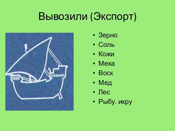 Вывозили (Экспорт) Зерно Соль Кожи Меха Воск Мед Лес Рыбу. икру