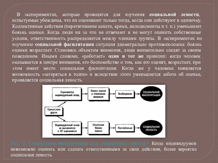 В экспериментах, которые проводятся для изучения социальной лености, испытуемые убеждены, что