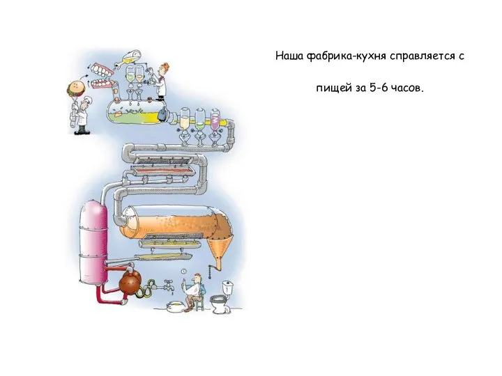 Наша фабрика-кухня справляется с пищей за 5-6 часов.