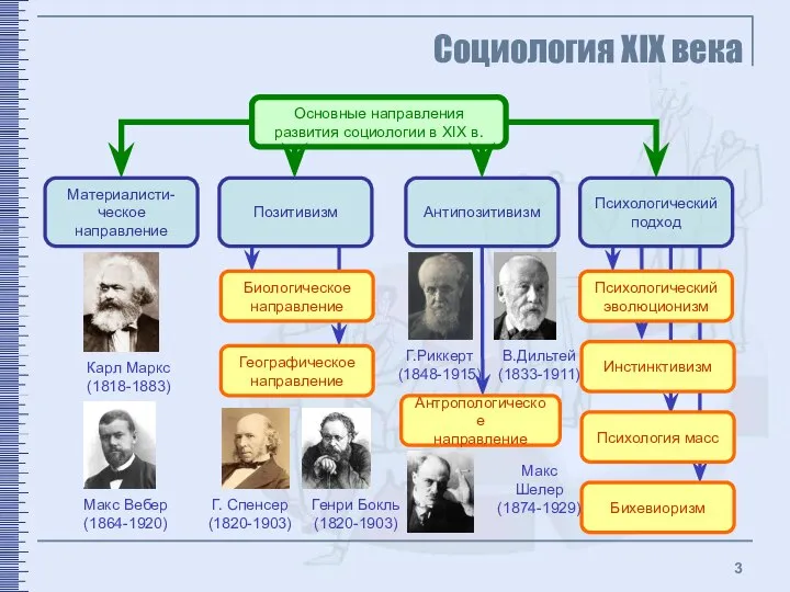 Социология XIX века Основные направления развития социологии в XIX в. Инстинктивизм