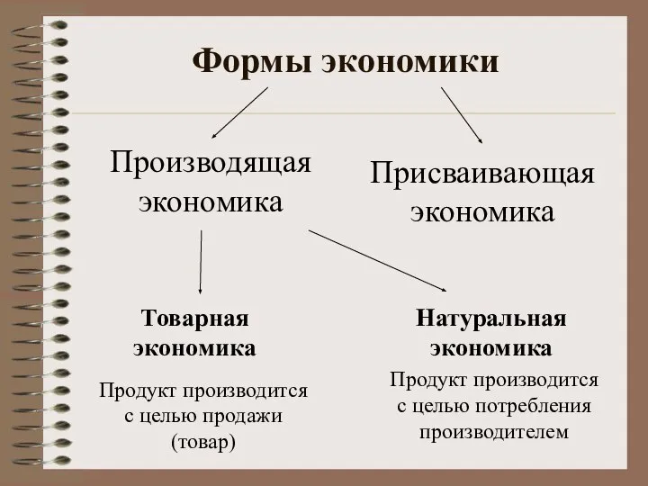 Формы экономики Производящая экономика Присваивающая экономика Товарная экономика Натуральная экономика Продукт