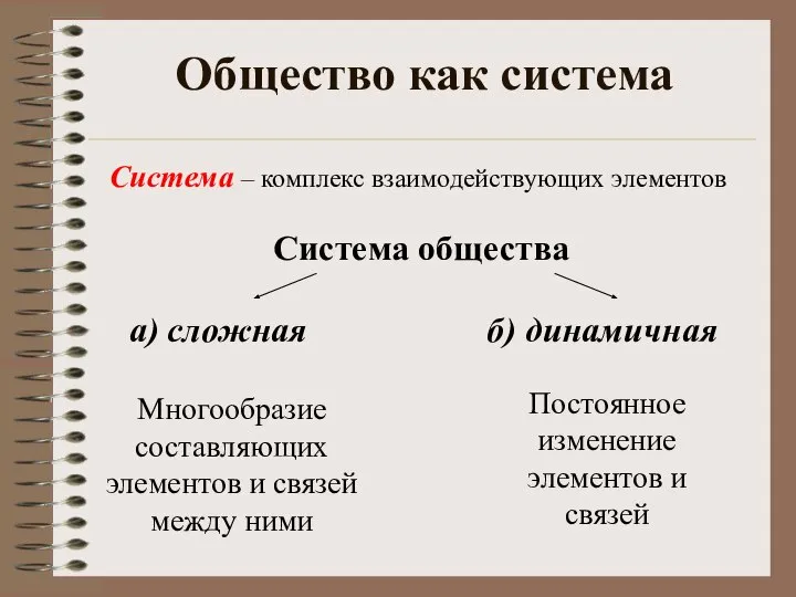 Общество как система Система – комплекс взаимодействующих элементов Система общества а)