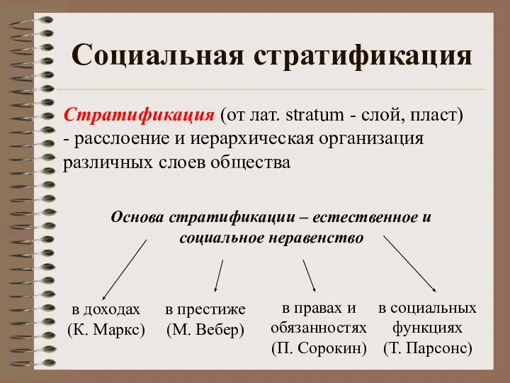 Социальная стратификация Стратификация (от лат. stratum - слой, пласт) - расслоение