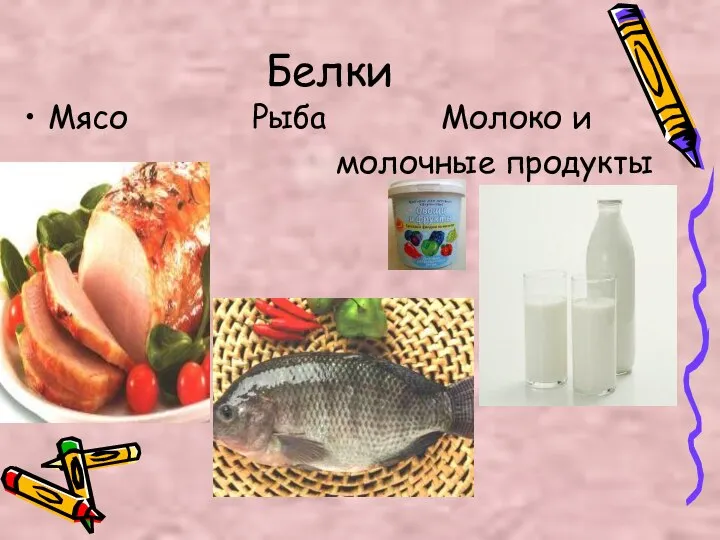 Белки Мясо Рыба Молоко и молочные продукты