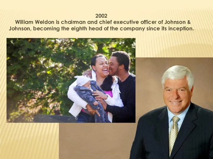 2002 William Weldon is chairman and chief executive officer of Johnson