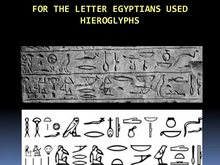 FOR THE LETTER EGYPTIANS USED HIEROGLYPHS