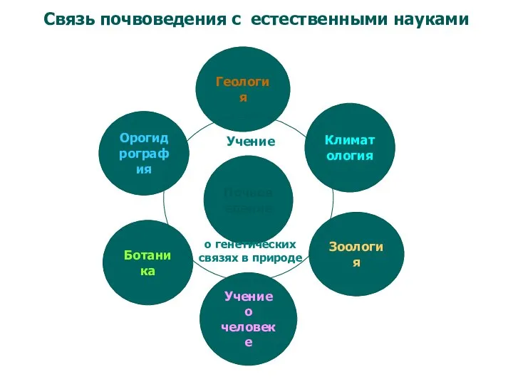 Связь почвоведения с естественными науками Учение о генетических связях в природе