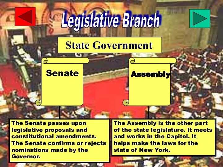 Legislative Branch State Government Assembly The Senate passes upon legislative proposals