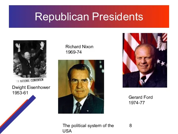 The political system of the USA Republican Presidents Dwight Eisenhower 1953-61