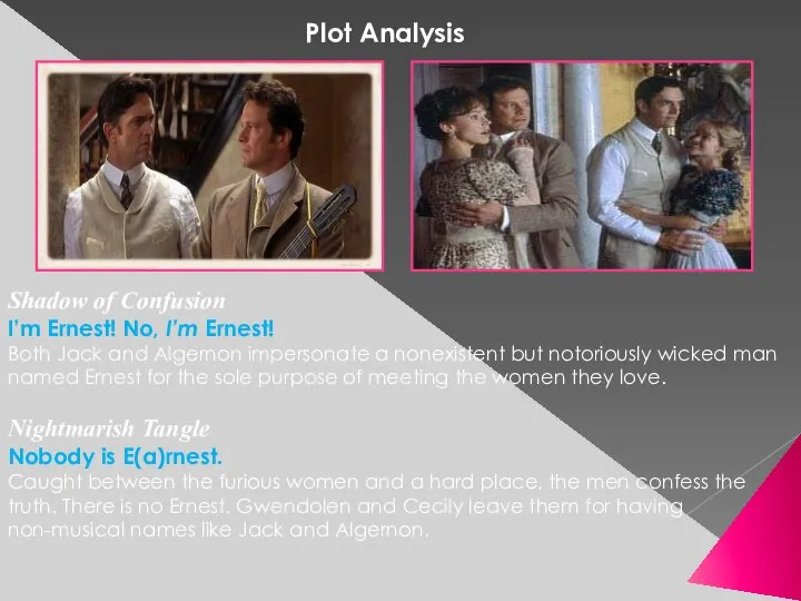 Plot Analysis Shadow of Confusion I’m Ernest! No, I’m Ernest! Both