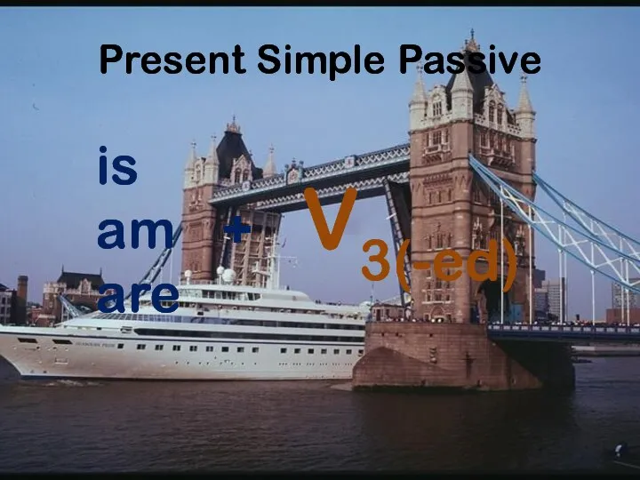 Present Simple Passive is am + are V3(-ed)