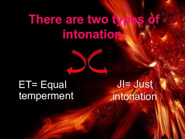 There are two types of intonation. ET= Equal temperment JI= Just intonation