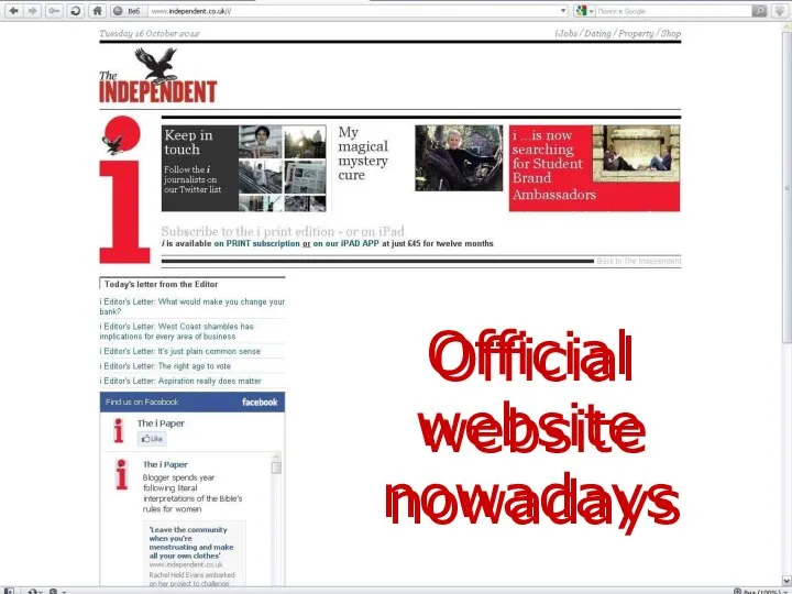 Official website nowadays Official website nowadays