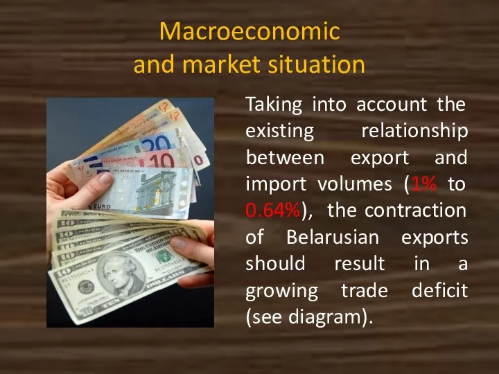 Macroeconomic and market situation Taking into account the existing relationship between