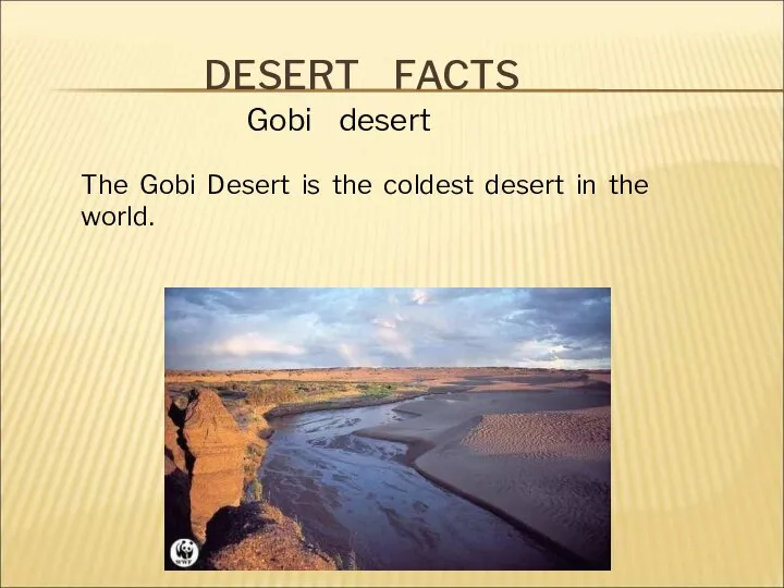 DESERT FACTS Gobi desert The Gobi Desert is the coldest desert in the world.