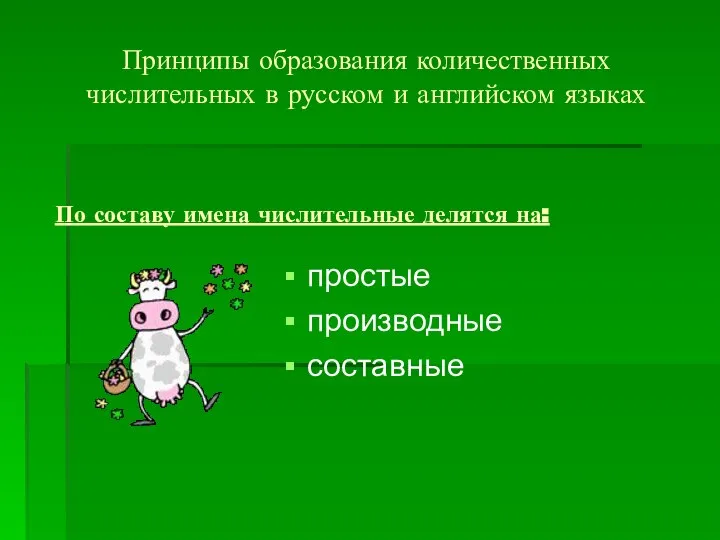 Принципы образования количественных числительных в русском и английском языках простые производные