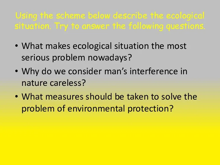 Using the scheme below describe the ecological situation. Try to answer