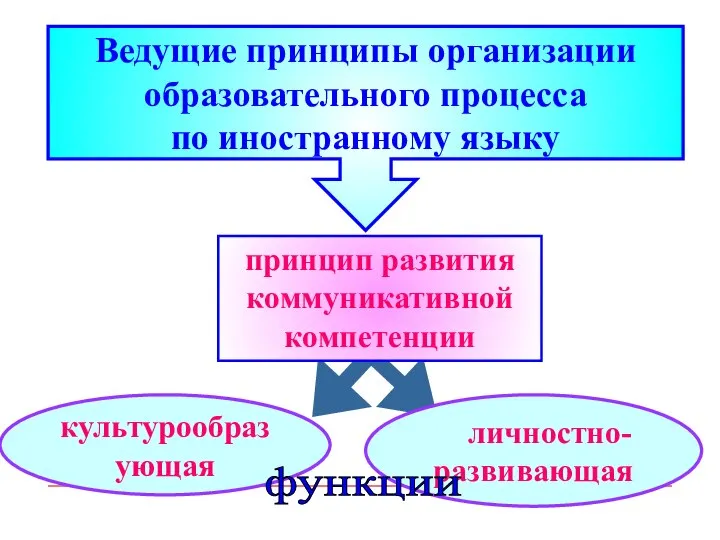 Ведущие принципы организации образовательного процесса по иностранному языку культурообразующая личностно-развивающая принцип развития коммуникативной компетенции функции