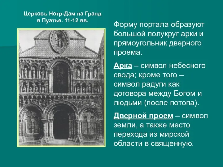 Церковь Нотр-Дам ла Гранд в Пуатье. 11-12 вв. Форму портала образуют