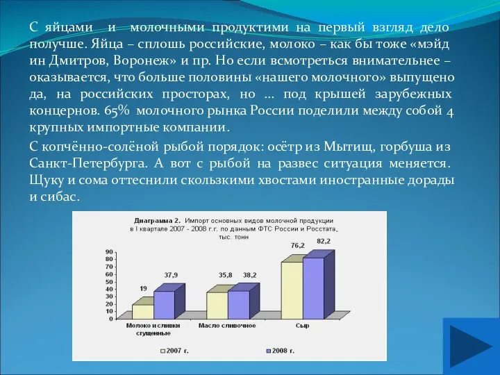 С яйцами и молочными продуктими на первый взгляд дело получше. Яйца