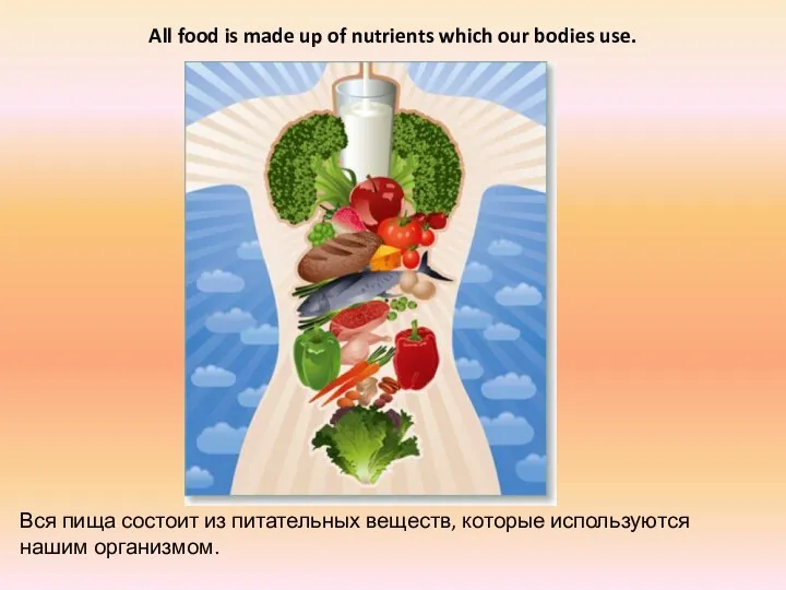 All food is made up of nutrients which our bodies use.