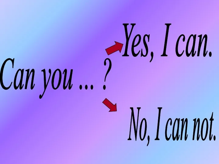 Can you ... ? Yes, I can. No, I can not.