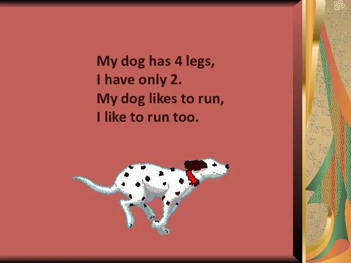 My dog has 4 legs, I have only 2. My dog