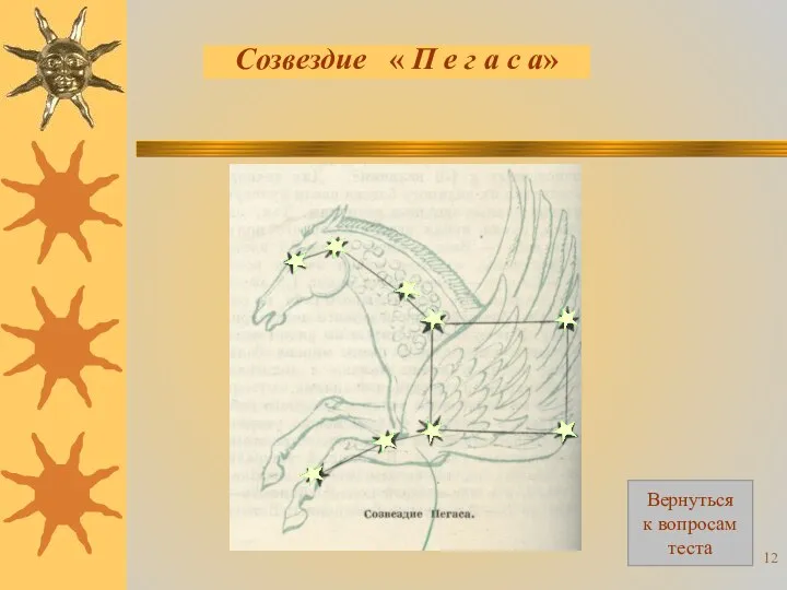Созвездие « П е г а с а» Вернуться к вопросам теста