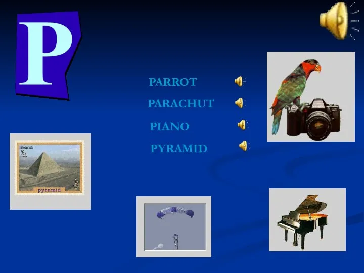 PARACHUT PARROT PIANO PYRAMID