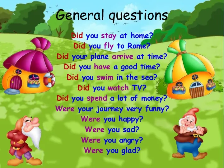 General questions Did you stay at home? Did you fly to