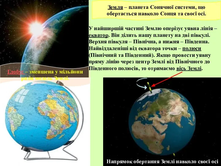 Земля – планета Сонячної системи, що обертається навколо Сонця та своєї